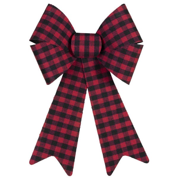 christmas bow red and black buffalo plaid