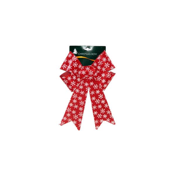 christmas bow red and white snowflake pattern