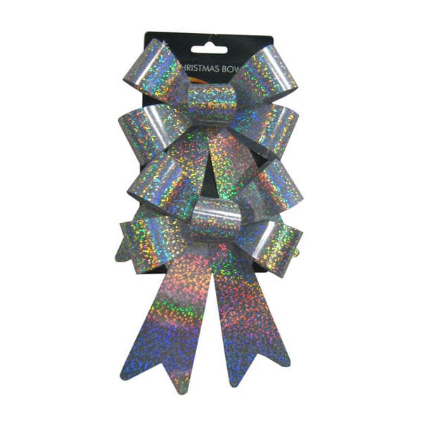 christmas bow silver laser 2 pcs
