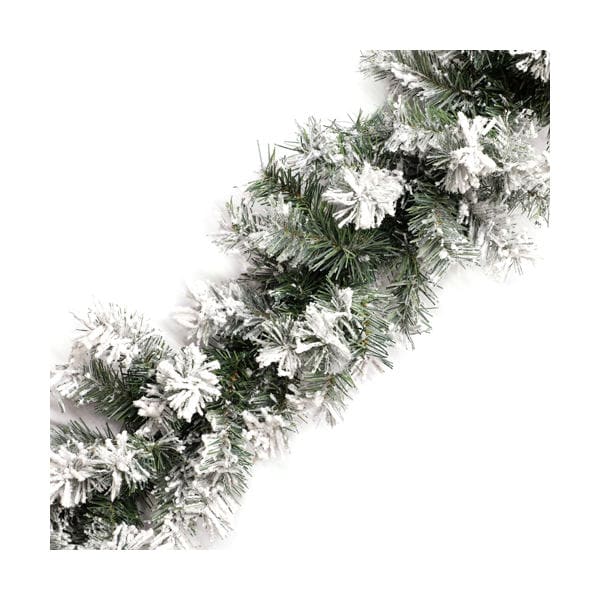 christmas garland pine with heavy snow