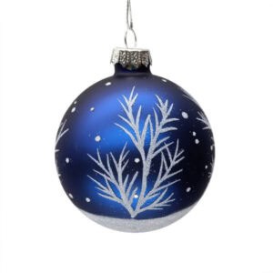 christmas glass ball blue with white tree