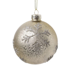 christmas glass ball gold mercury with silver snowflake