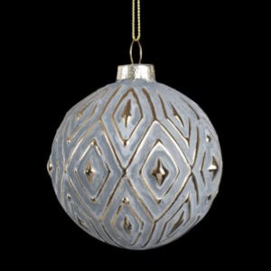 christmas glass ball grey with gold diamonds
