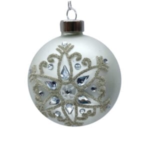 christmas glass ball white with snowflake