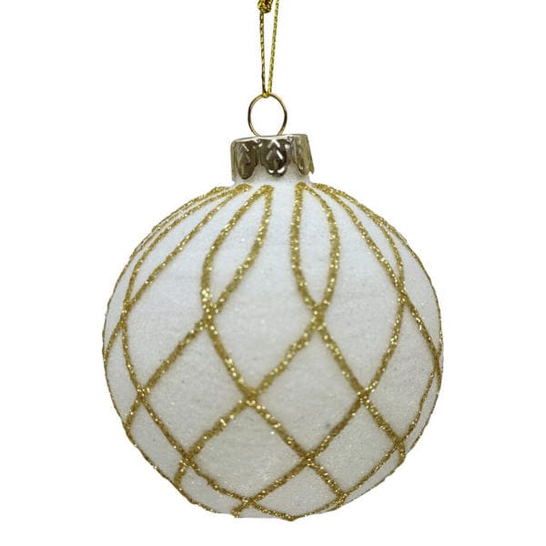 christmas glass ball white gold diamond glitter
