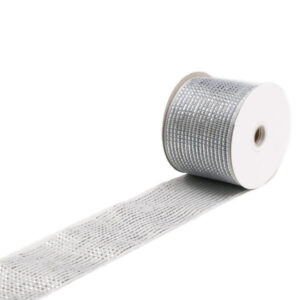 christmas mesh ribbon silver sparkle
