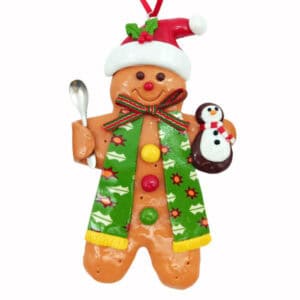 christmas ornament gingerbread man with penguin