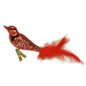christmas ornament glass red bird