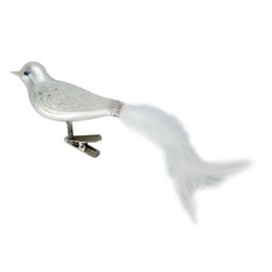 christmas ornament glass white bird