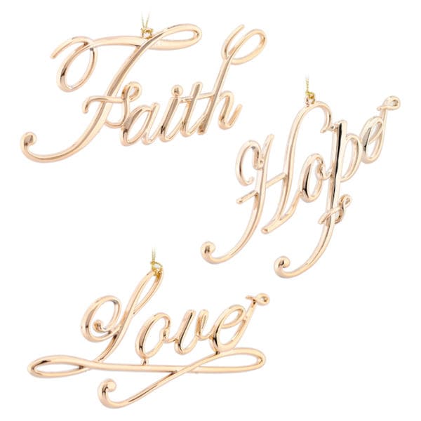christmas ornament rose gold faith hope love