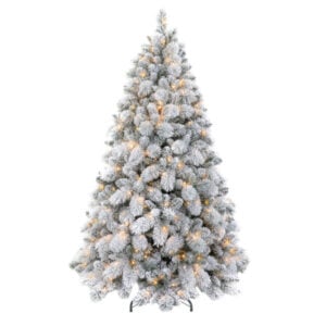 christmas tree prelit led 7 ft flocked alaska pine