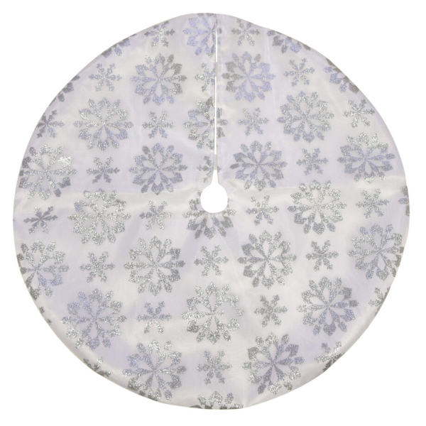 christmas tree mini skirt silver glitter snowflakes on sheer organza
