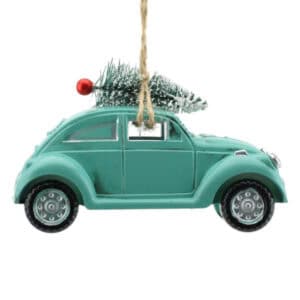 christmas tree ornament blue car with tree
