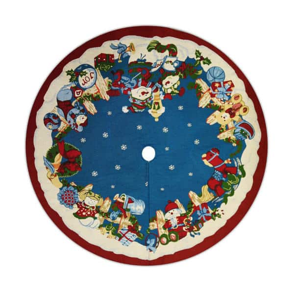 christmas tree skirt tapestry snowmen and toys design
