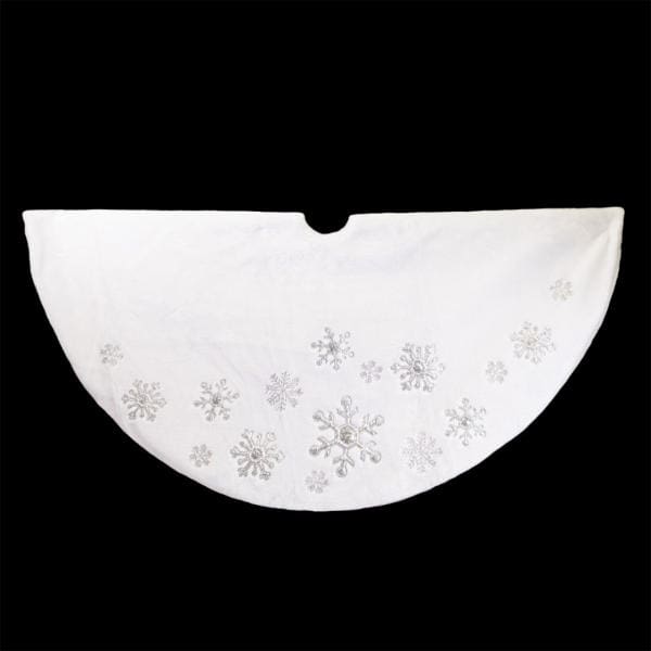 christmas tree skirt white with metallic applique
