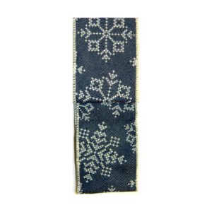 christmas wired ribbon blue denim with snowflakes