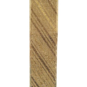 christmas wired ribbon copper with gold lines