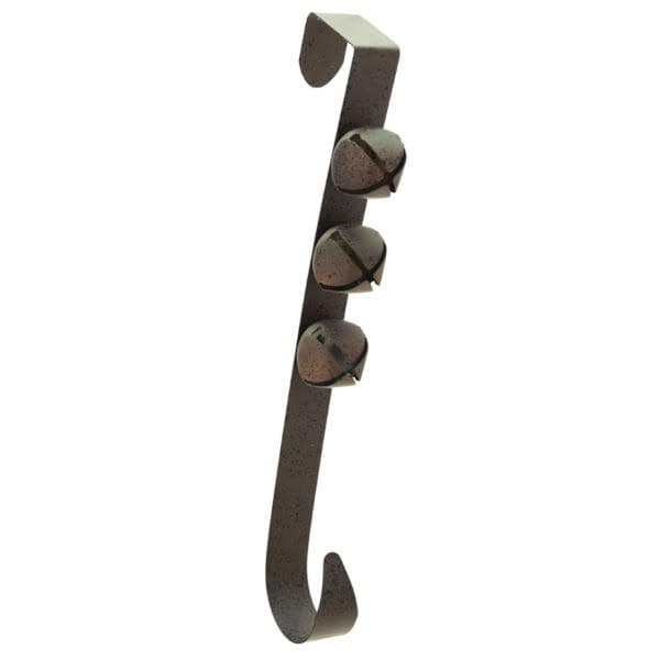 christmas wreath hanger antique brown with bells