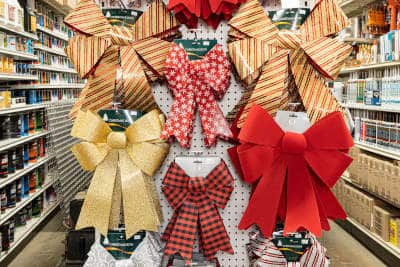 christmas bows in a variety of colours