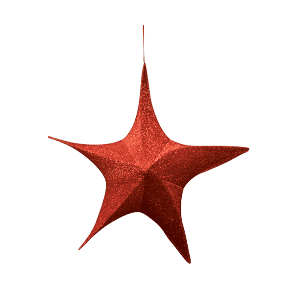 Christmas decor red colour folding shimmer star 32 inch
