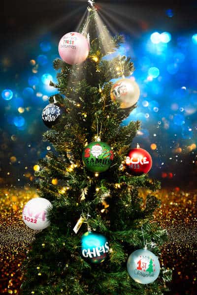 christmas tree with custom ornaments