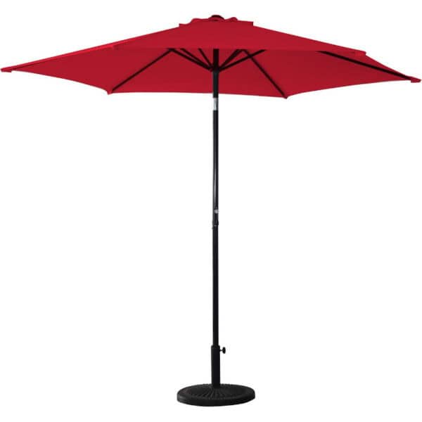 red umbrella on 9 foot aluminum pole