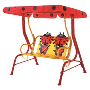 kids swing with two ladybugs decorating the seat