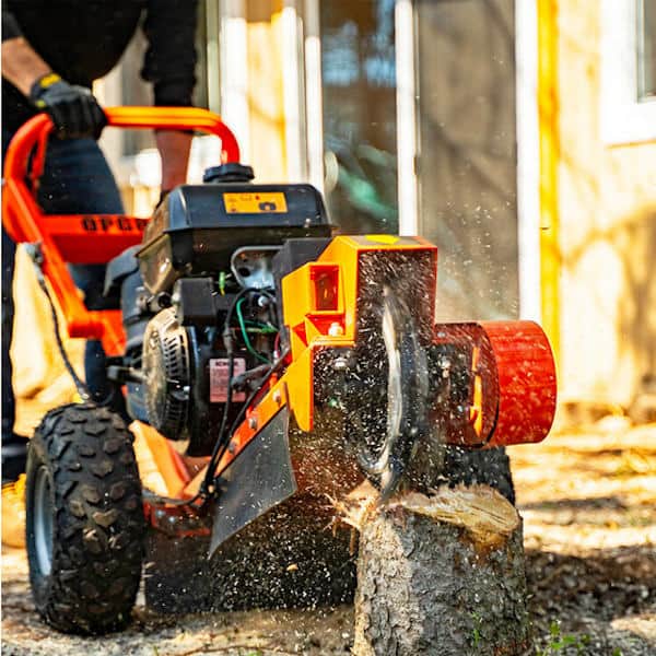 dk2 model opg888e stump grinder grinding through tree strump