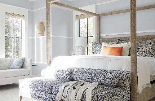 regal-bedroom bed in a room with walls painted with benjamin moore regal paint