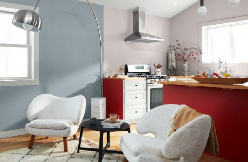 regal-living-room living room area with chairs in front of walls painted with benjamin moore regal paint