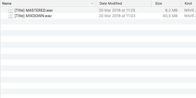 Master mixdown folder