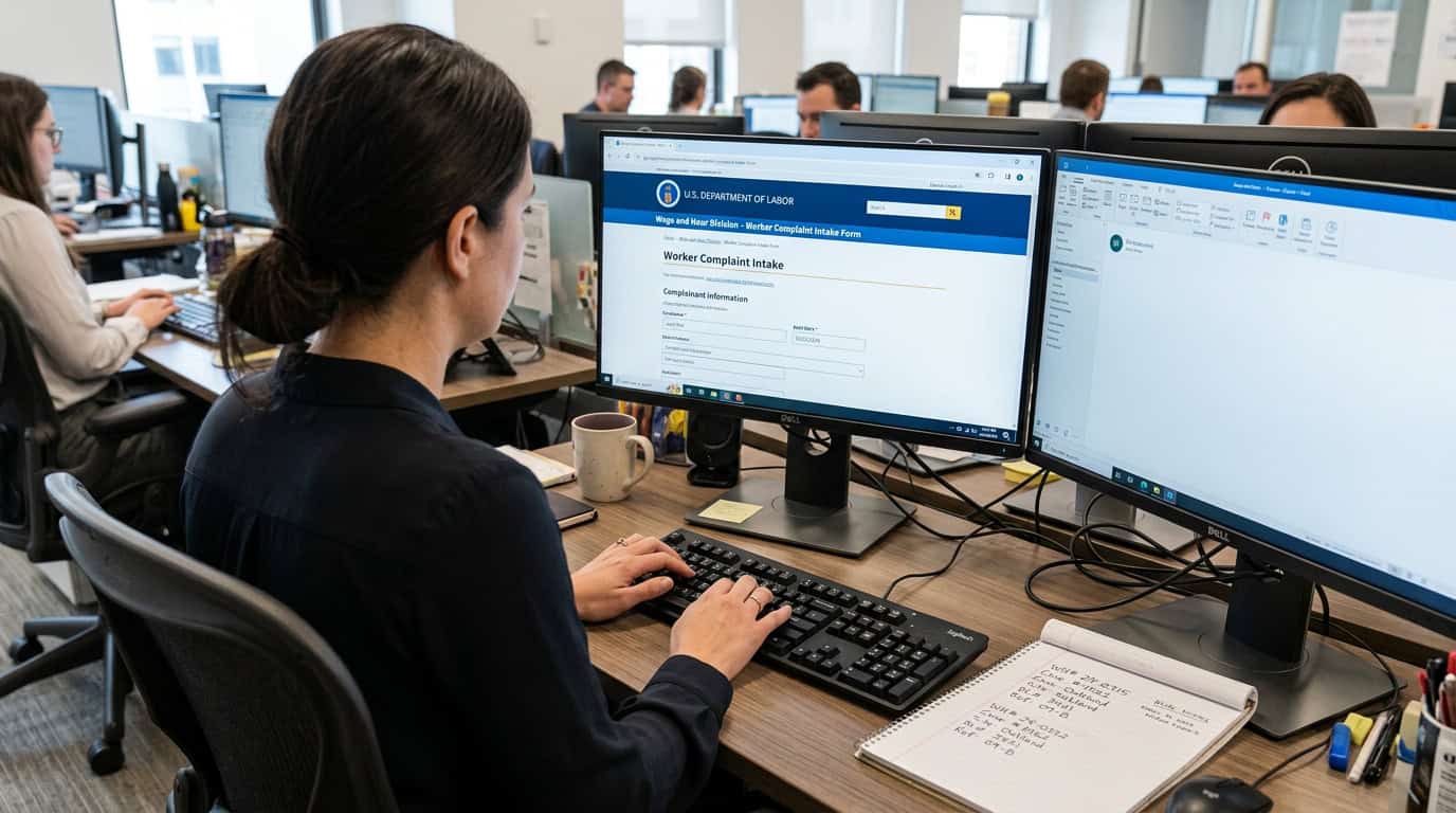 Submitting an official worker misclassification and unpaid overtime complaint on the Department of Labor WHD portal