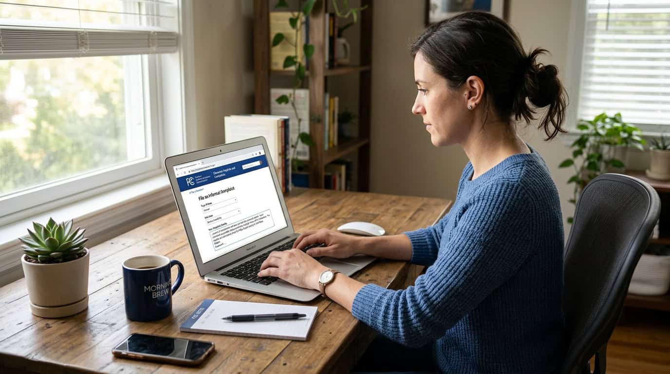 Consumer filing informal telecom complaint on official FCC website