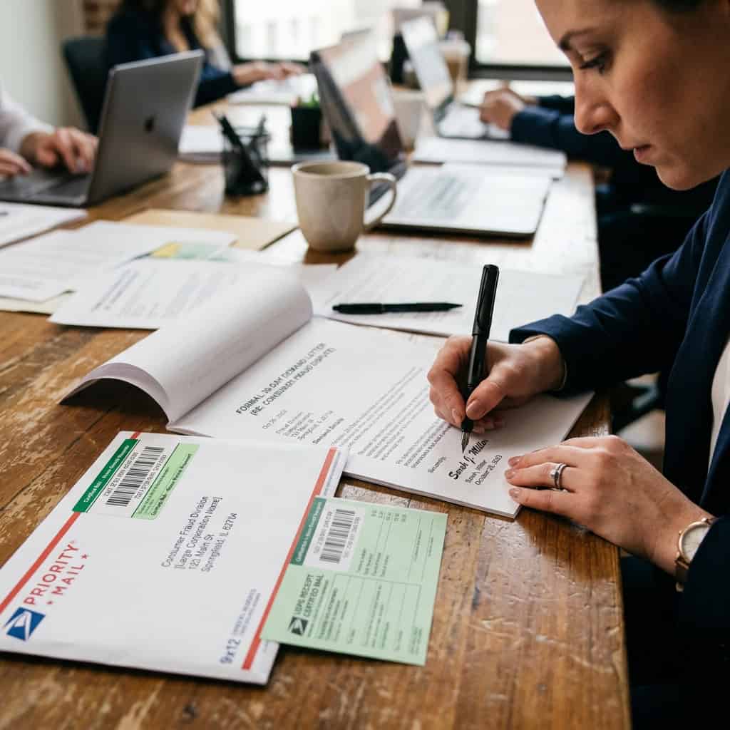 Formal notice to cure and contractor demand letter dispatch
