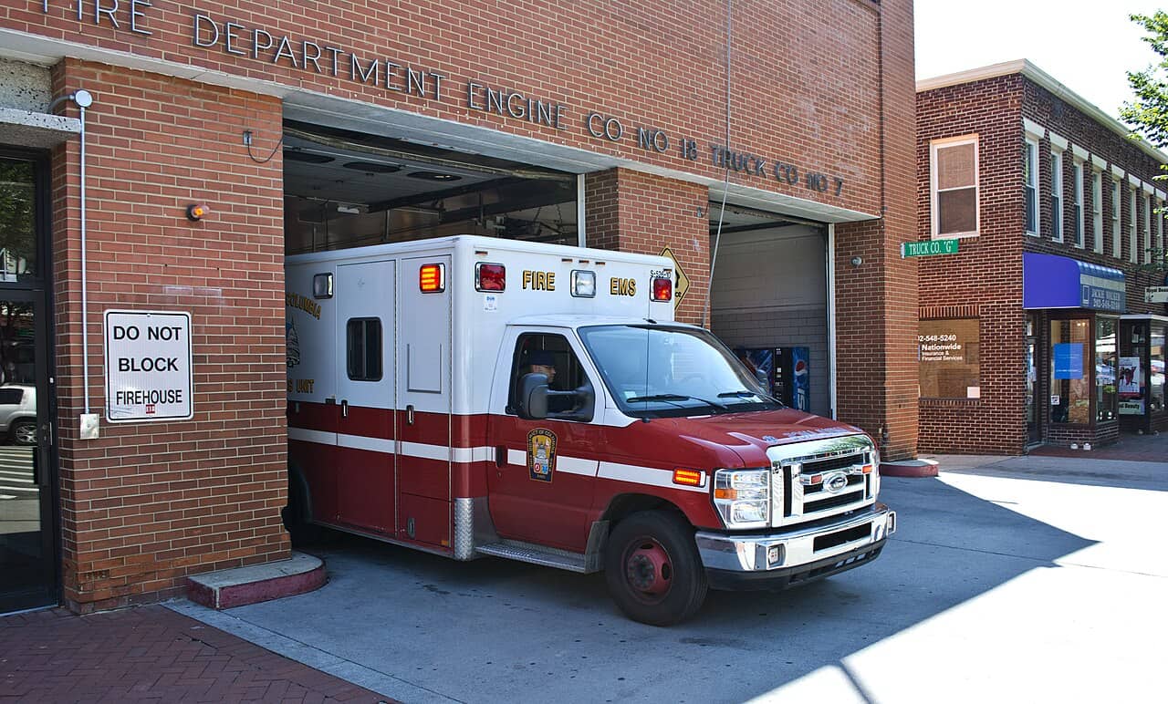 Emergency medical technicians EMTs responding to urgent medical distress and exposure hazards