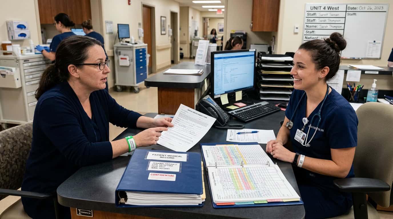 Patient submitting formal written grievance to hospital patient advocate desk