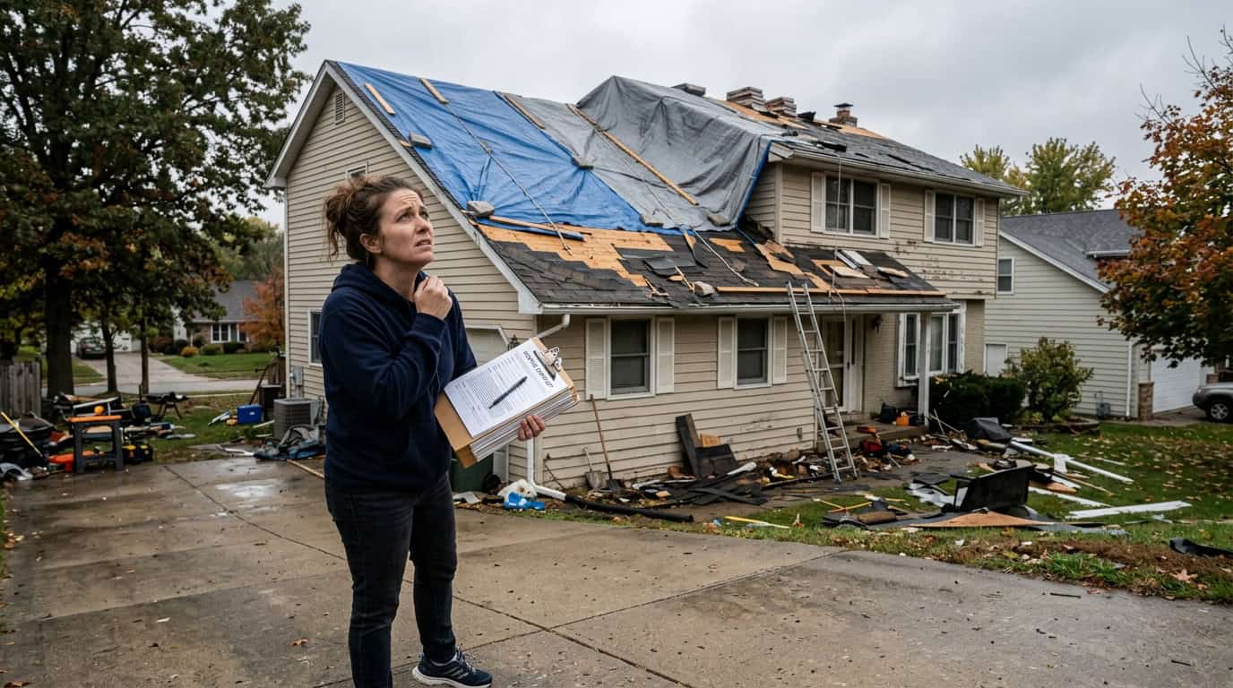 How to report a roofing scam with photographic proof of damaged roof shingles and contractor abandonment