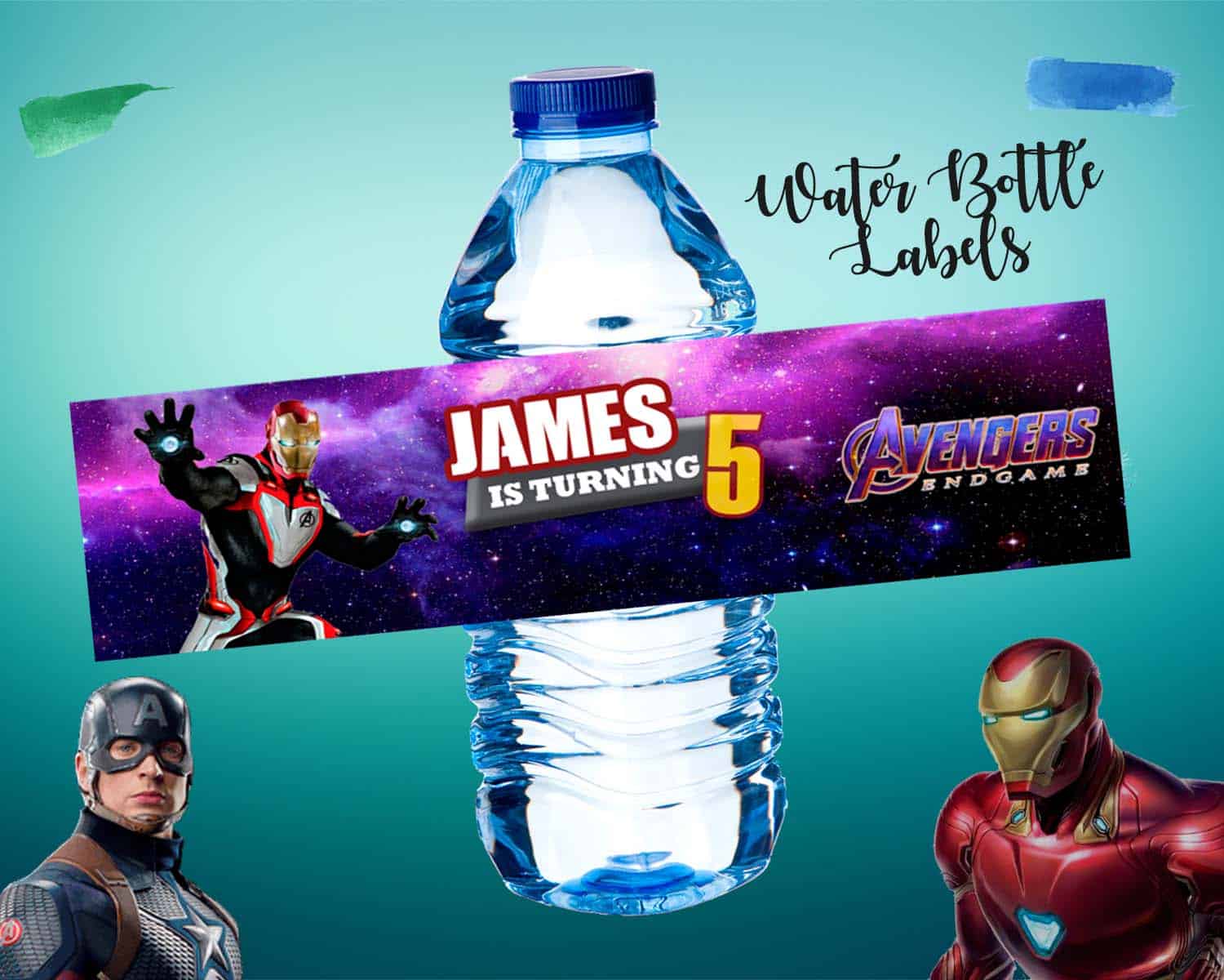 avengers endgame water bottle labels instant download design