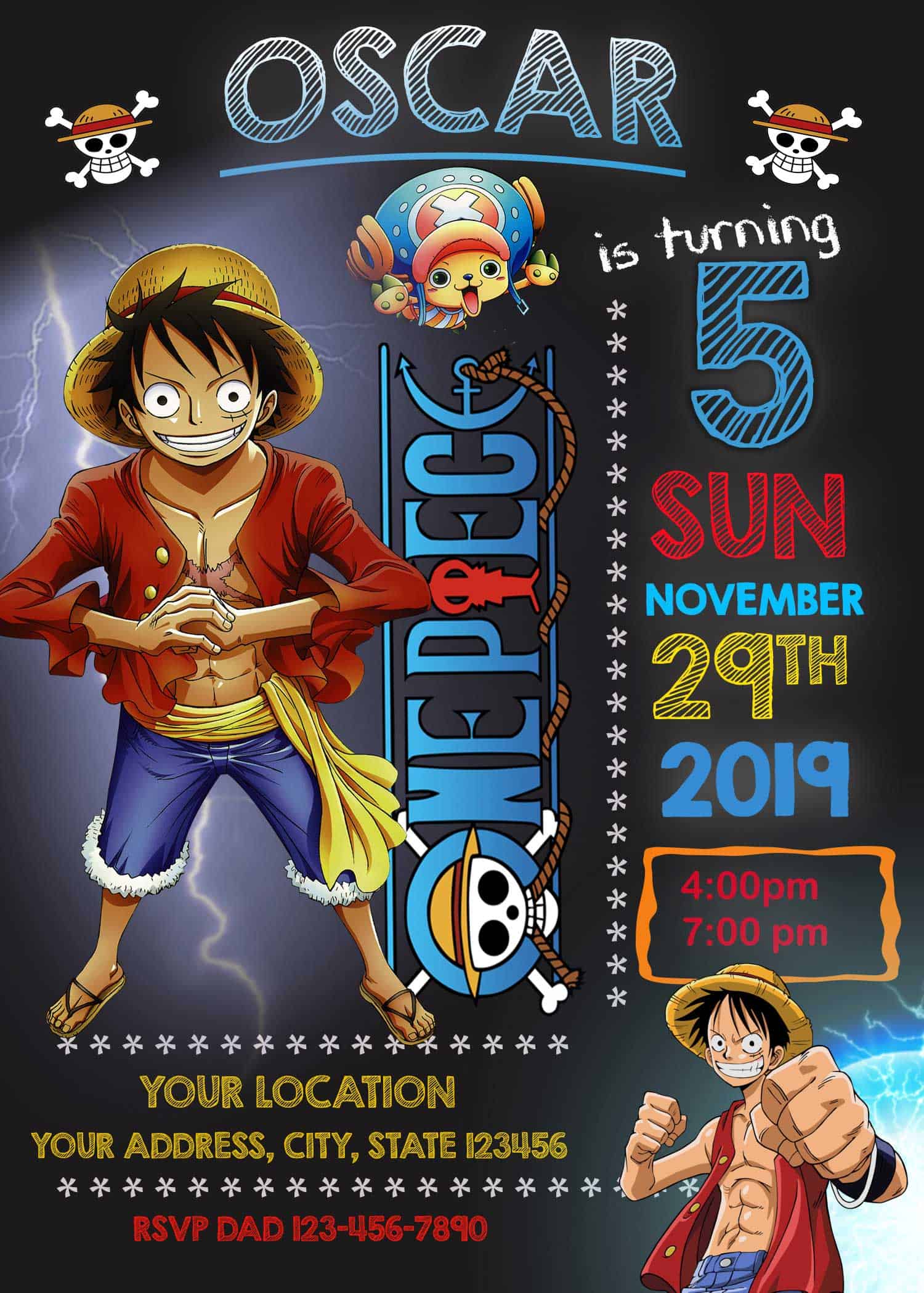 One Piece Birthday Invitation Amazing Invite One Piece Birthday Invitation Amazing Invite