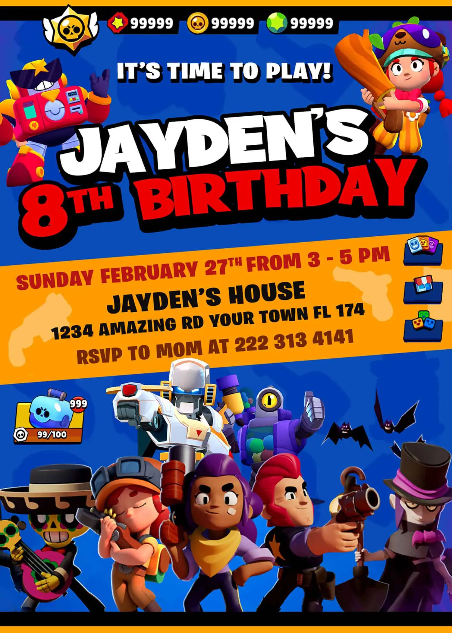 Brawl stars birthday invitation incredible invite
