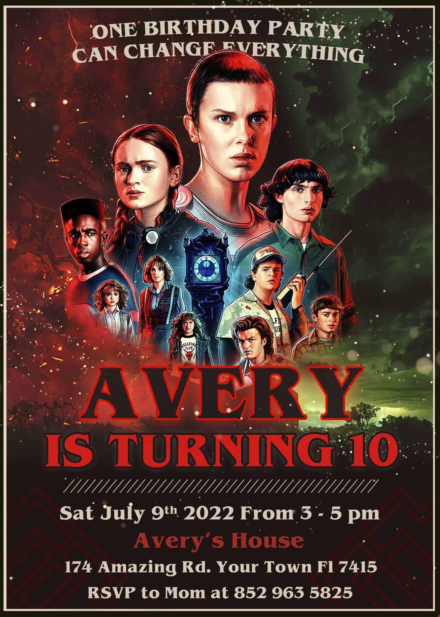 Stranger Things Birthday Invitation Amazing Invite