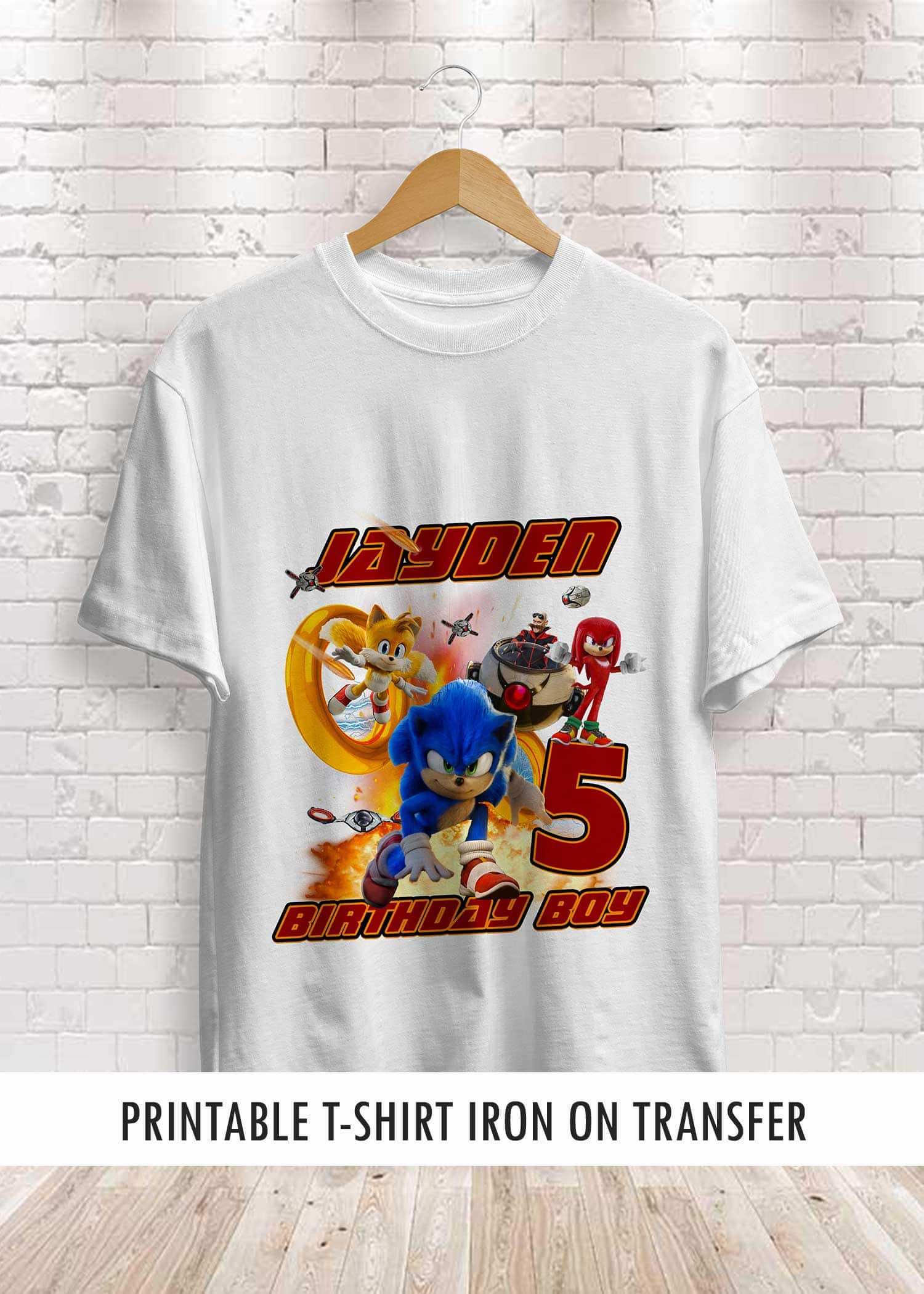 Sonic The Hedgehog 2 Birthday Shirt Iron On Transfer Personalized