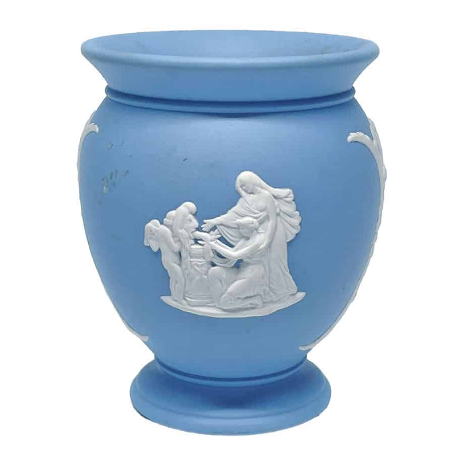Wedgwood Light Blue Jasperware Vase Fountain Clyde on 4th Antiques