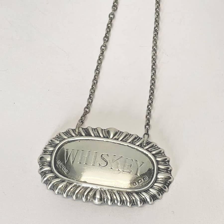 Hallmarked Silver Liquor Whisky Decanter Label Clyde on 4th Antiques