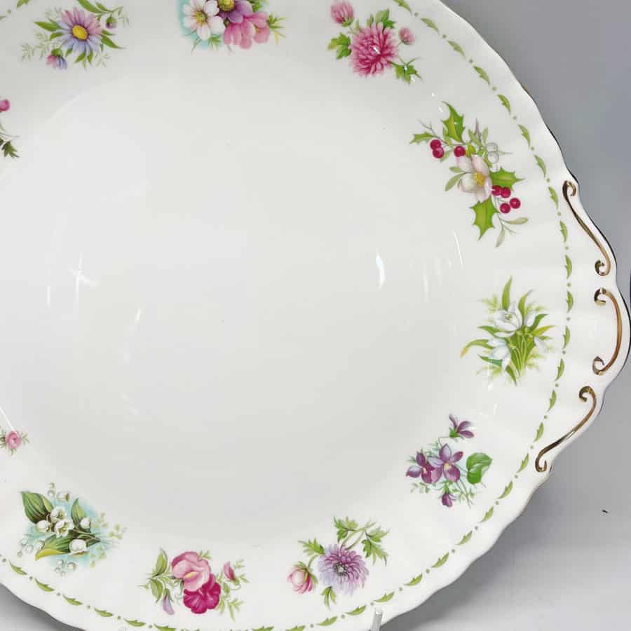 Royal Albert Large Cake Plate Flowers Of The Month Clyde on 4th Antiques & Collectables