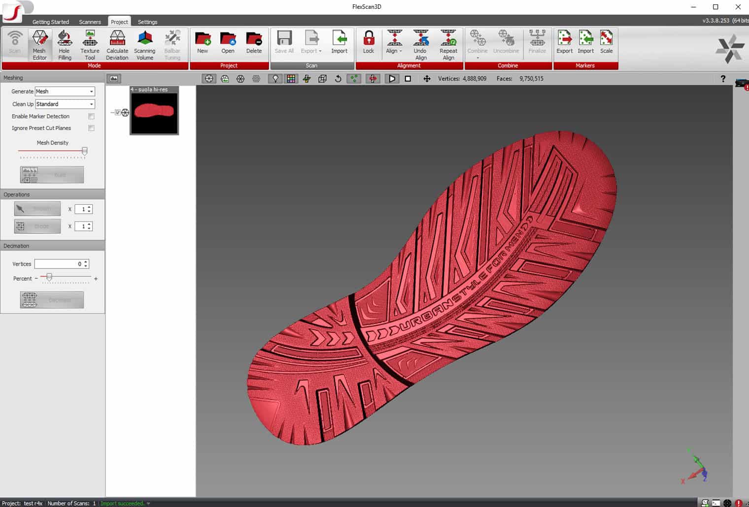 flexscan3d screenshot footsole