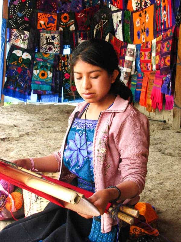 A young female indigenous weaver in Chiapas, Mexico