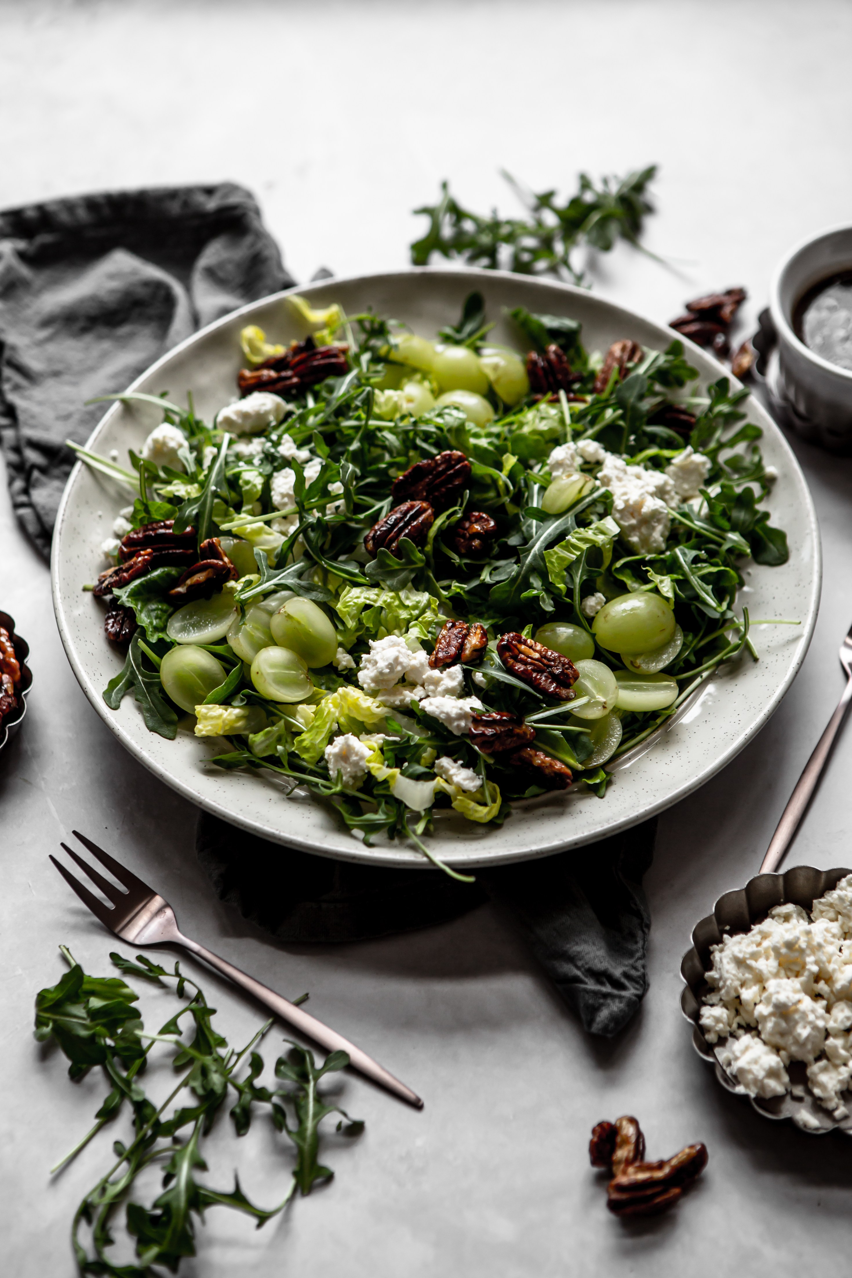 Simple Grape and Feta Arugula Salad with Candied Pecans Tastes of Thyme