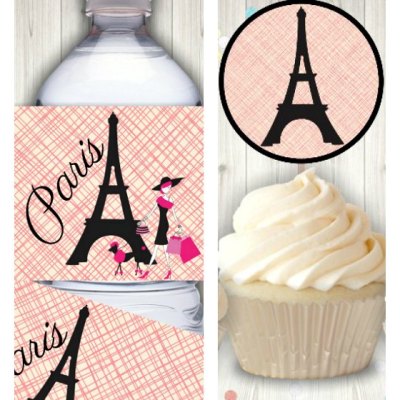 Paris Themed Party Decorations : Paris Damask Celebration Birthday Express - Paris words and city silhouette frosting paper strips for sides of birthday cakes.