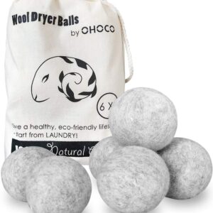 Wool Dryer Balls 6 Pack XL, Organic Natural Wool for Laundry